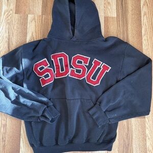 Black SDSU Hoodie with Red Letters